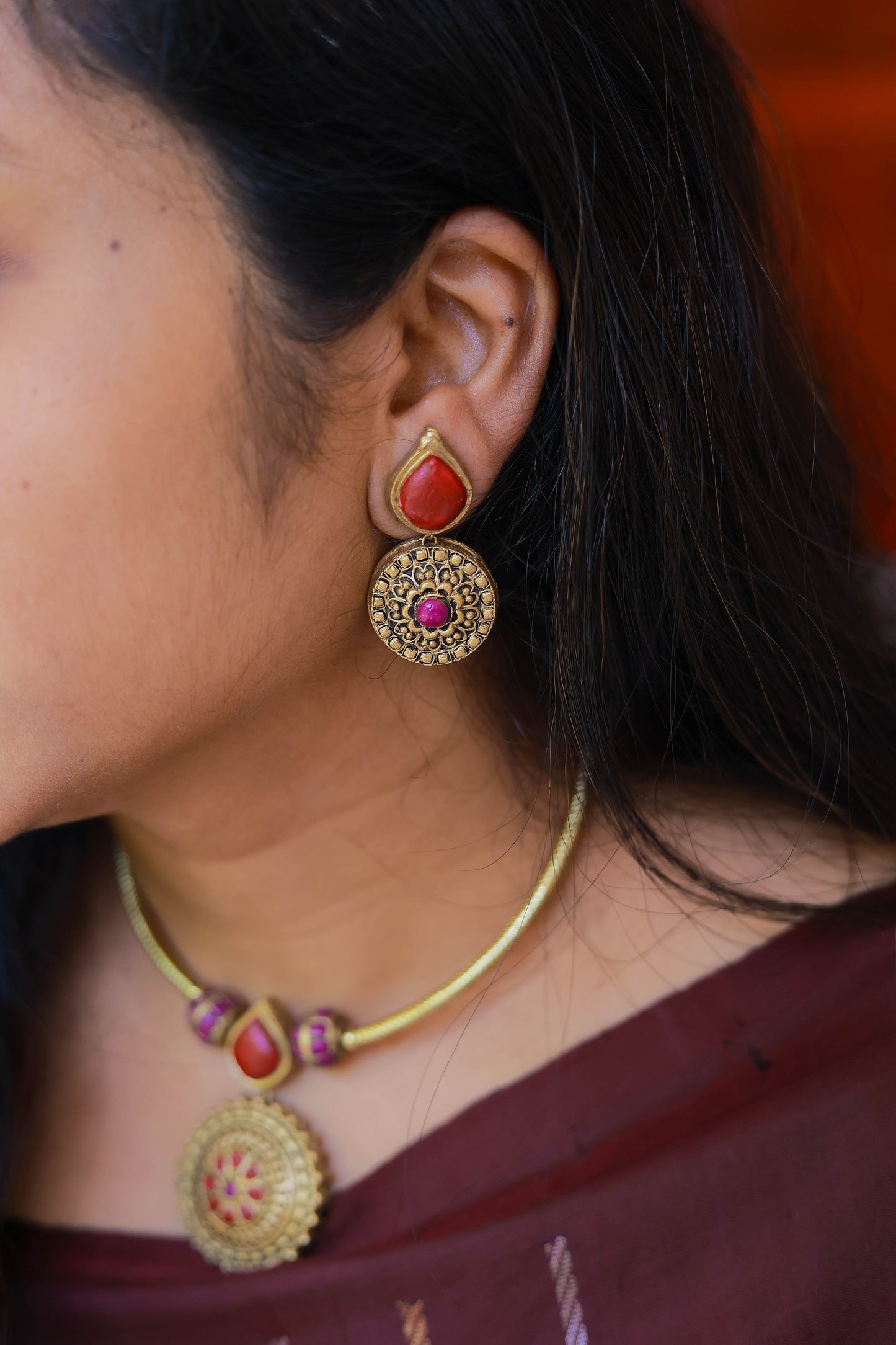 Maroon Eternal Earth Terracotta Jewellery