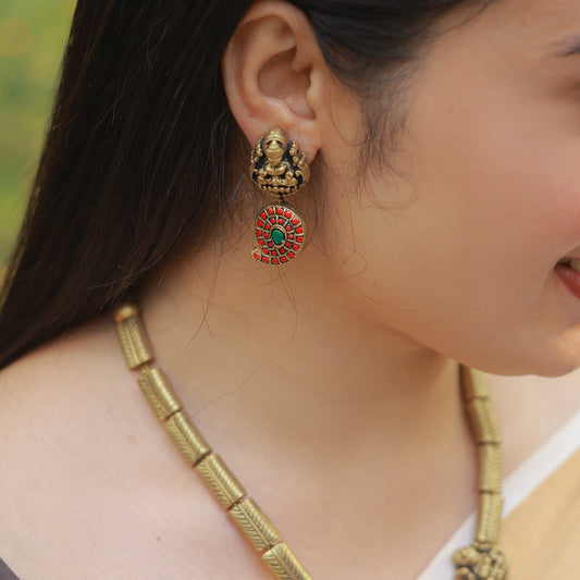 Red Green Mango with Lakshmi Terracotta Jewellery