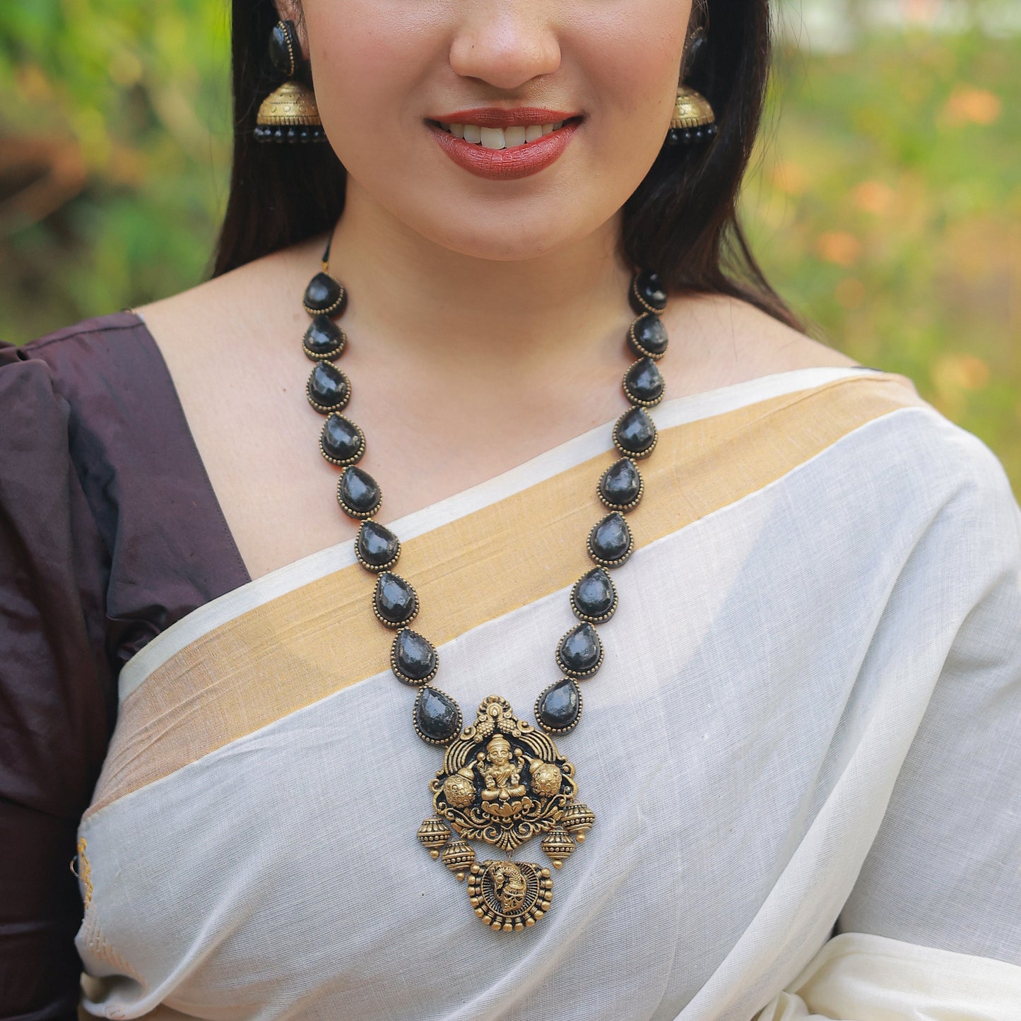 Black Droplet Lakshmi Terracotta Jewellery