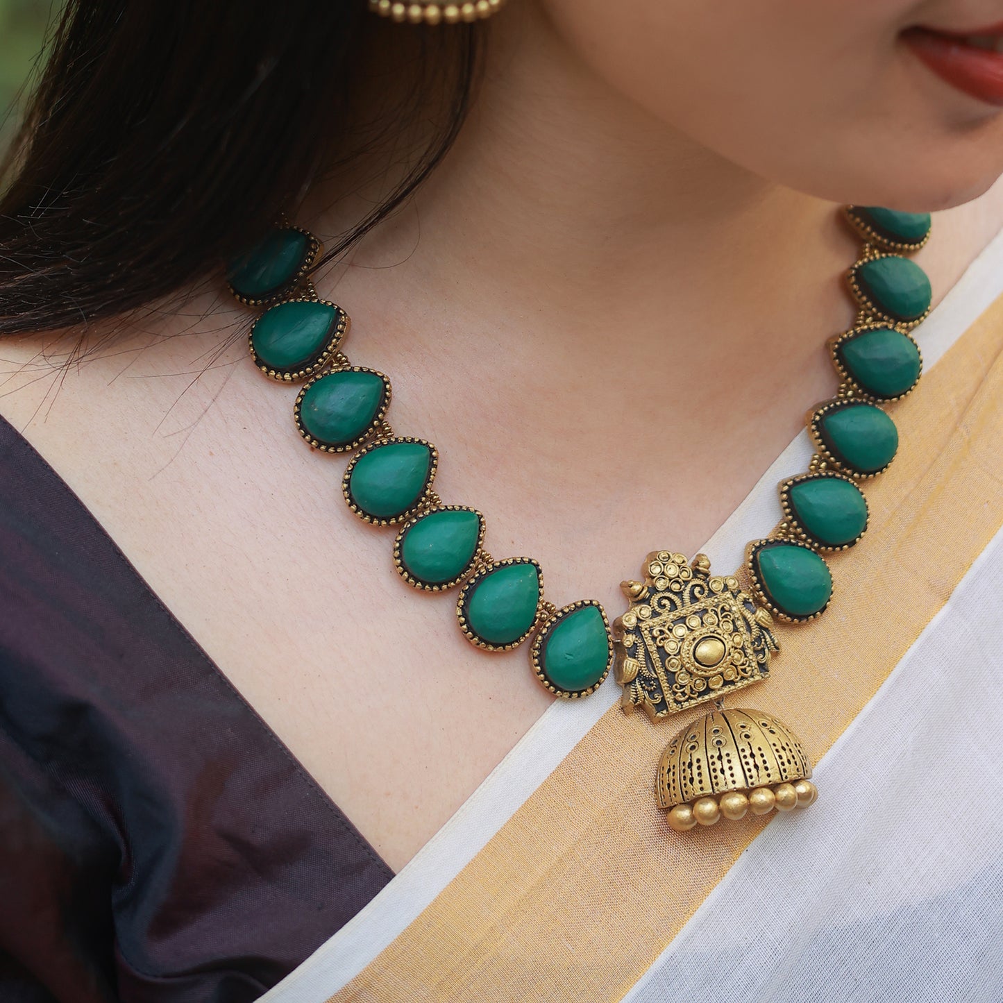 Droplet Karishma Teal Terracotta Jewellery