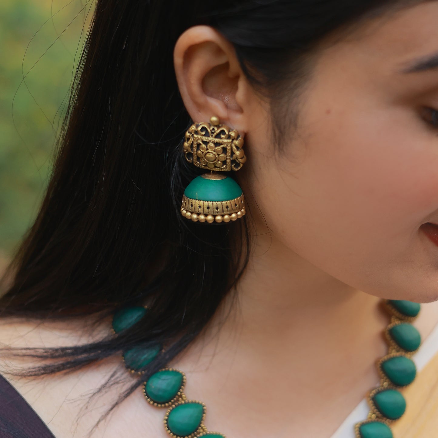 Droplet Karishma Teal Terracotta Jewellery