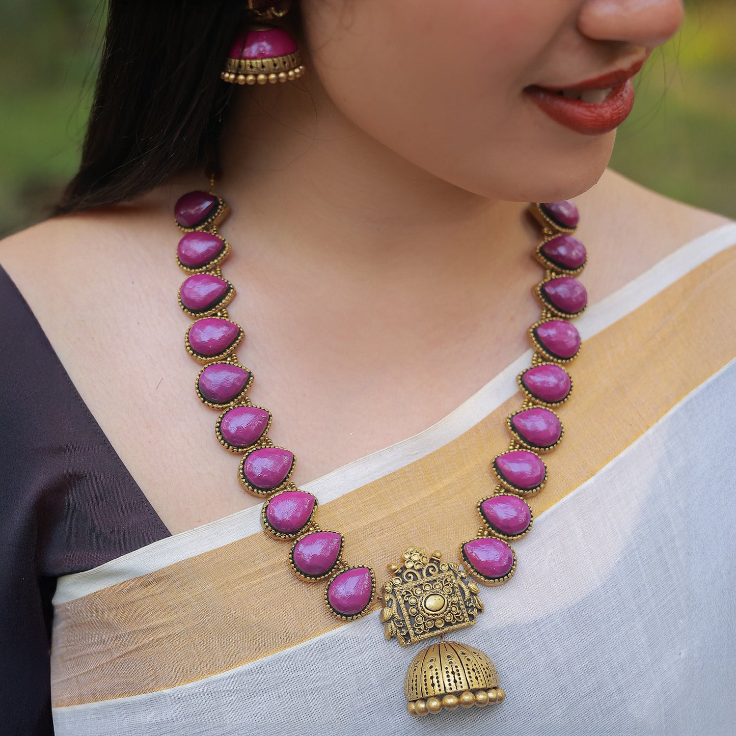 Droplet Karishma Purple Terracotta Jewellery