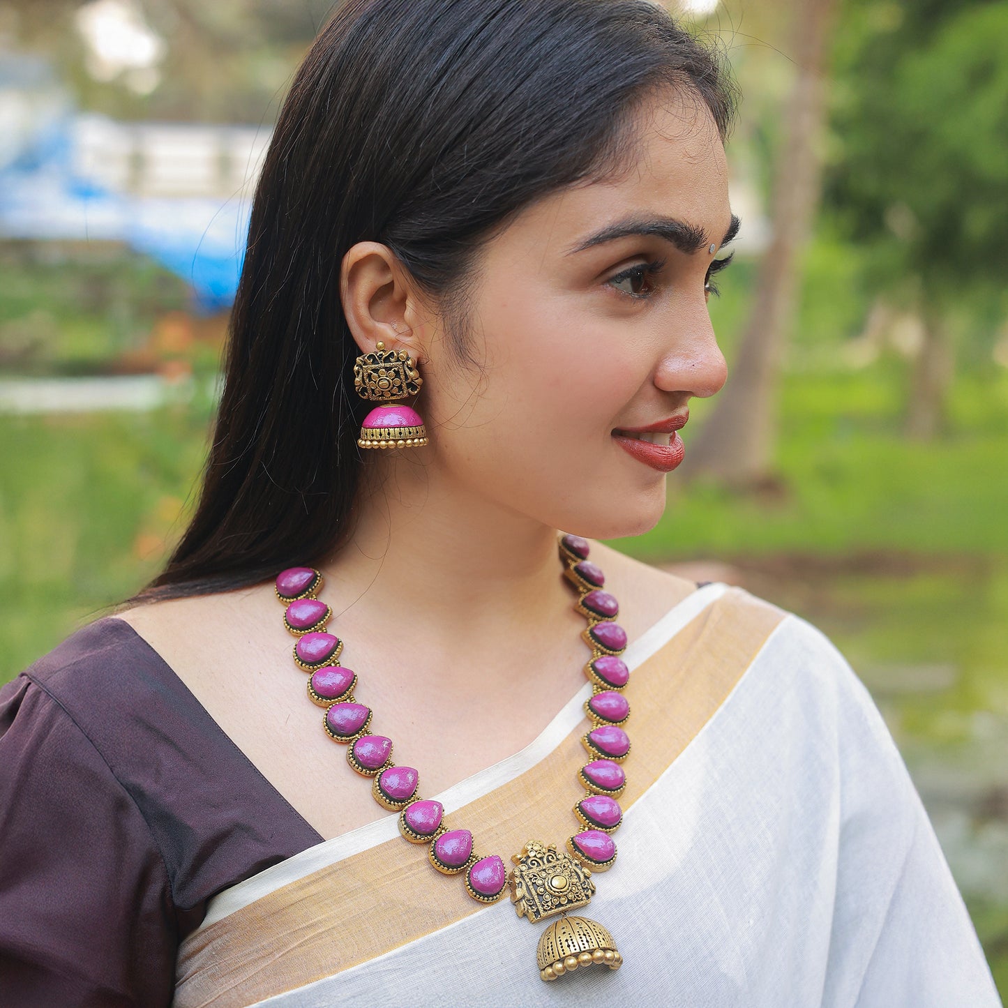 Droplet Karishma Purple Terracotta Jewellery