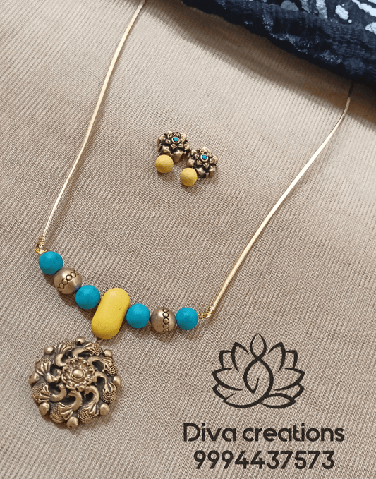 Yellow Floral Drop Terracotta Jewellery