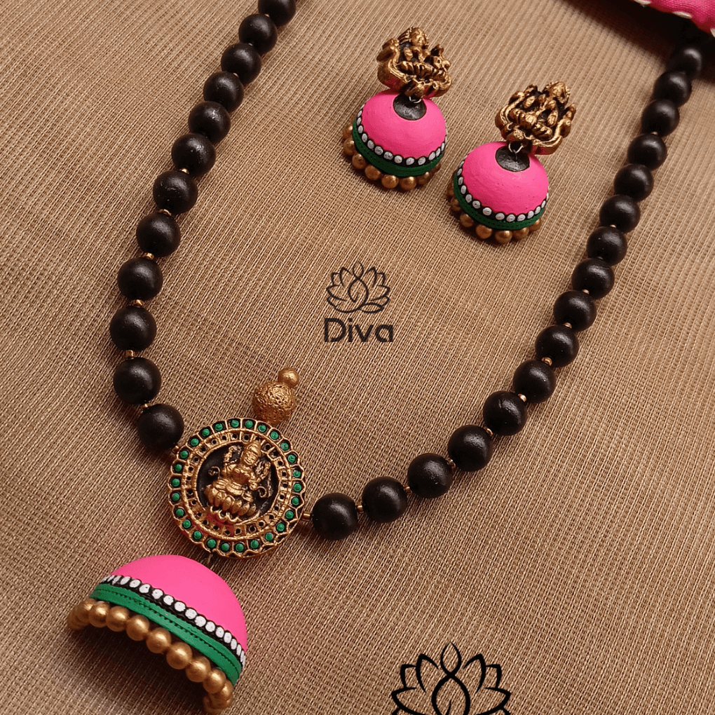 Pink Jumka Charm Terracotta Jewellery