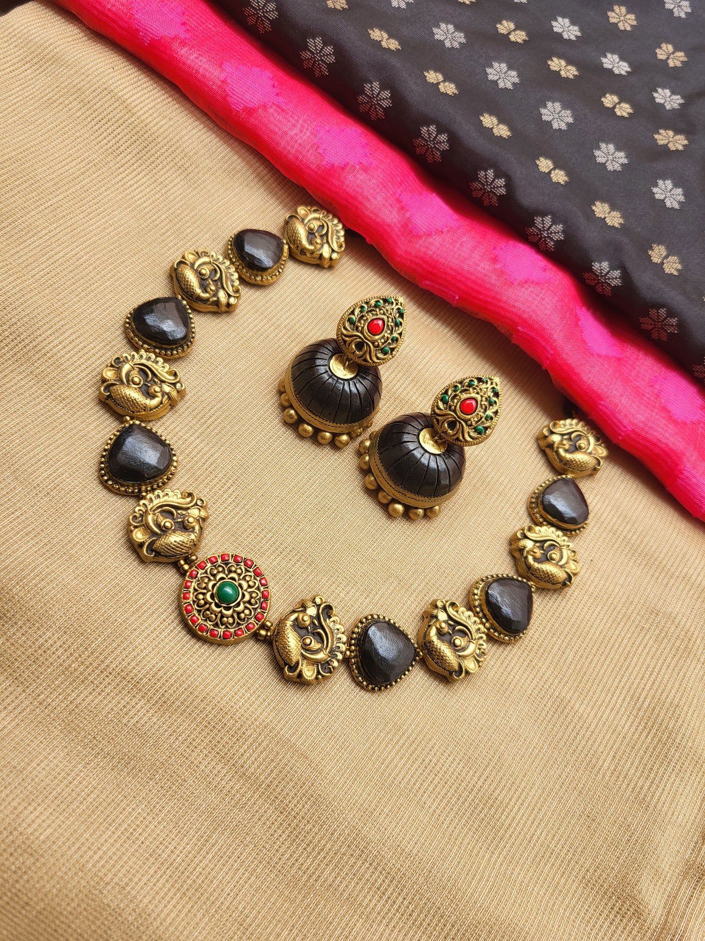 Black Peacock Terracotta Jewellery
