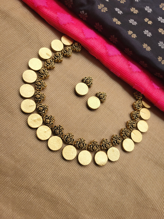 Gold Kasu Necklace Terracotta Jewellery