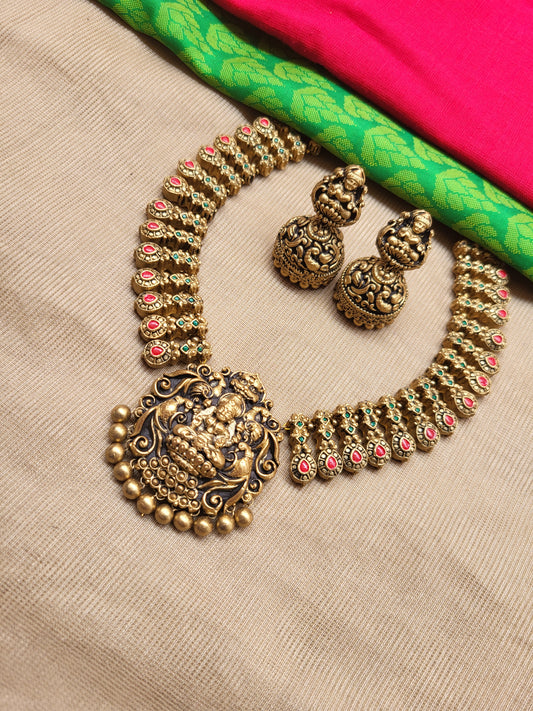 Red Green Lakshmi Terracotta Jewellery