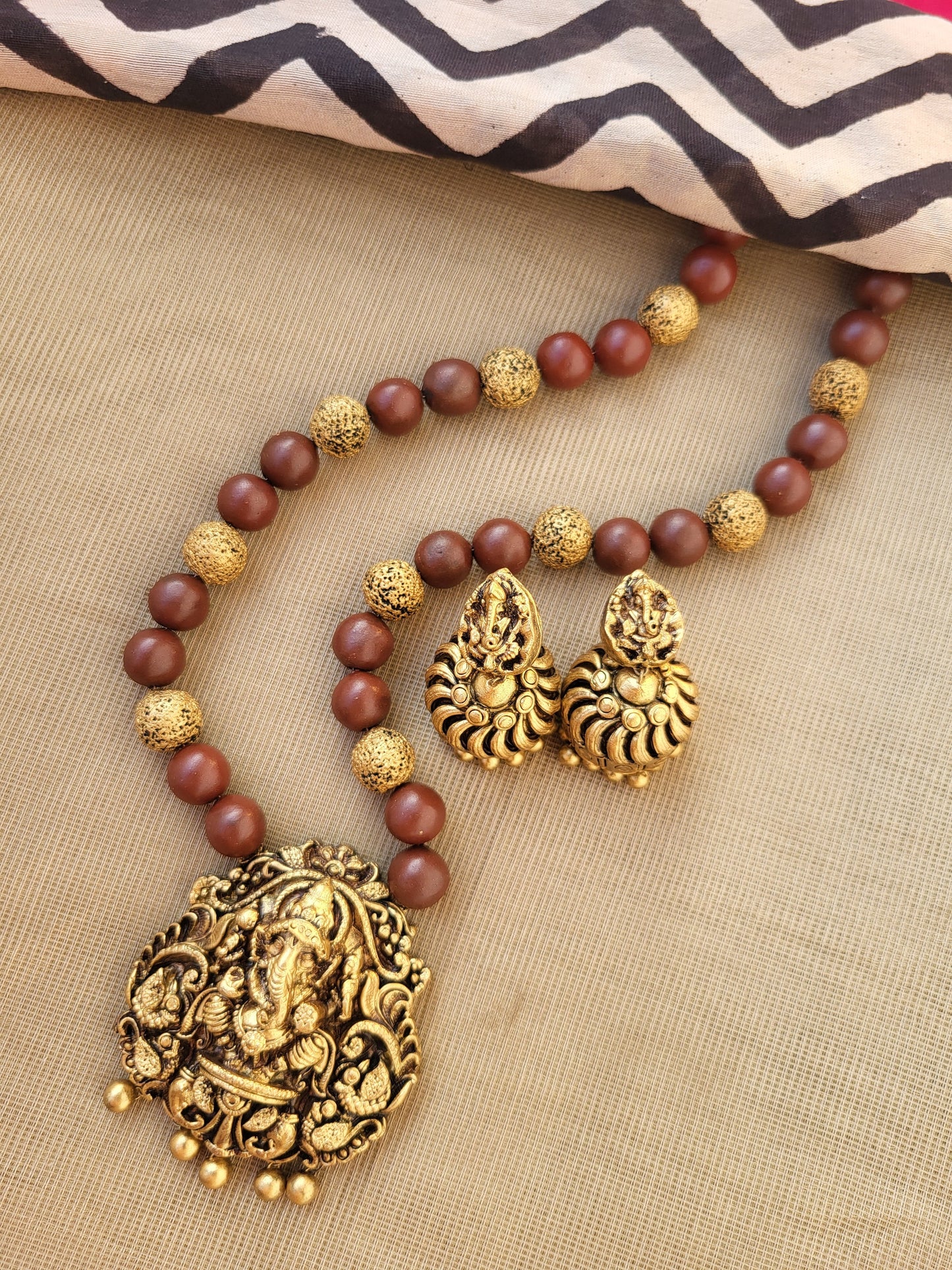 Ganesha Brown Terracotta Jewellery