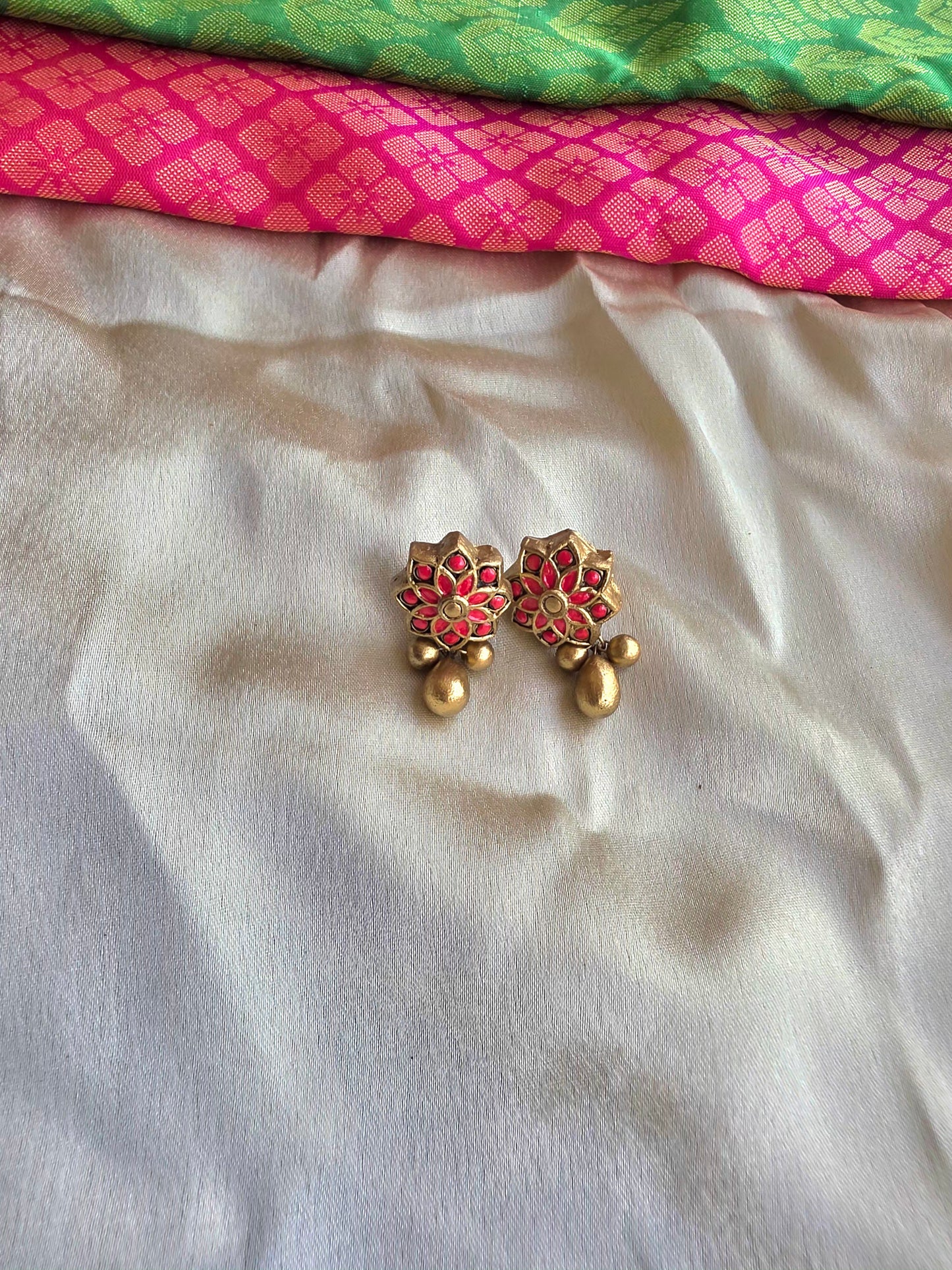 Cocoon antique gold and red terracotta jewellery