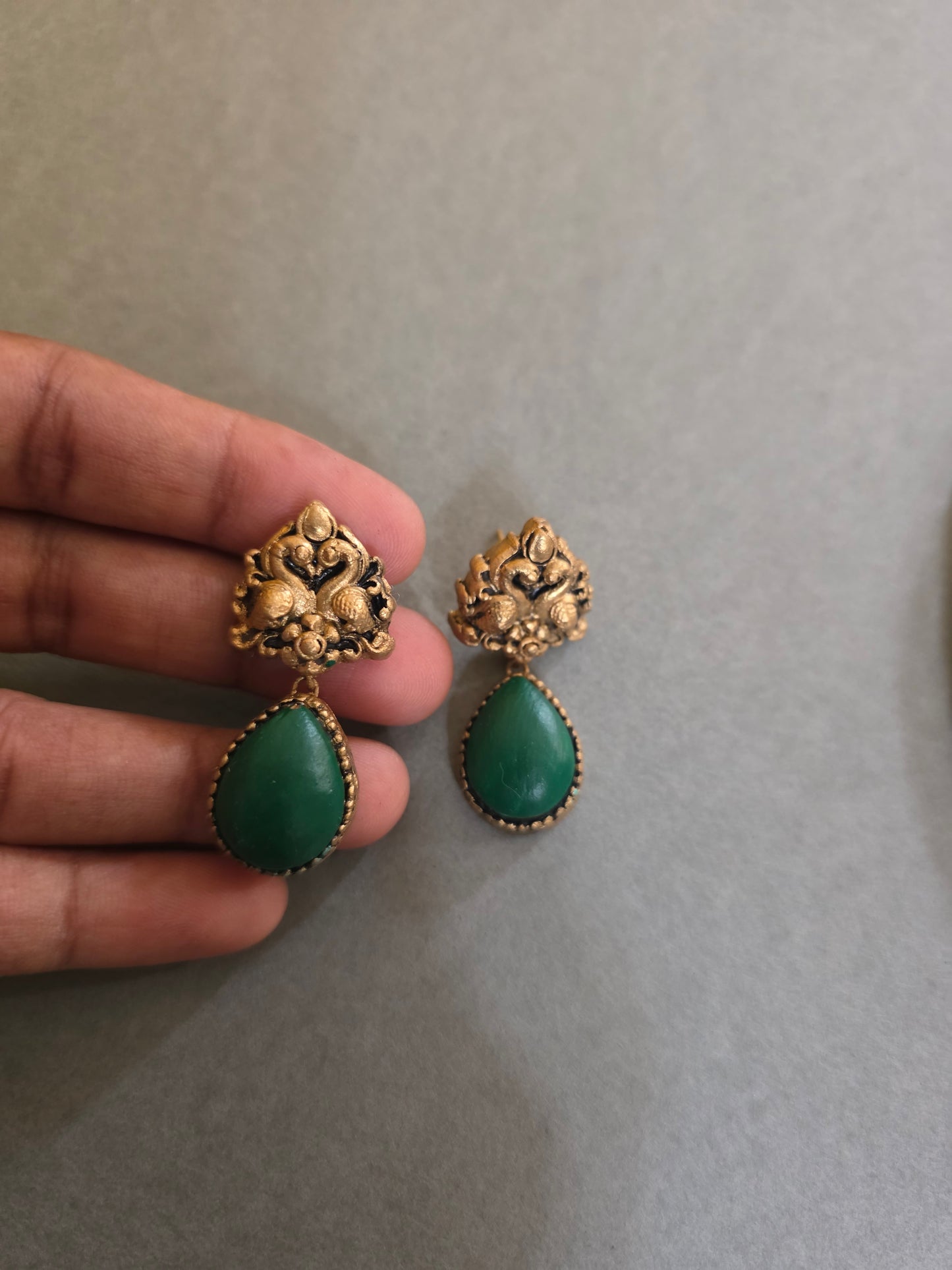 Emerald Droplet Terracotta Jewellery