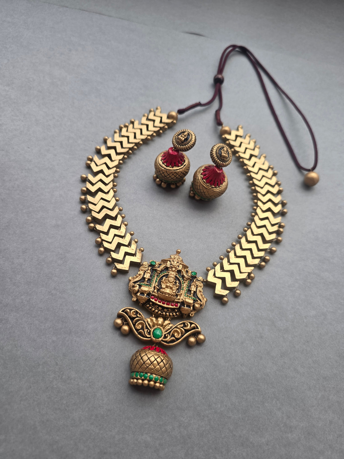 Divine Chevron Terracotta Jewellery Set
