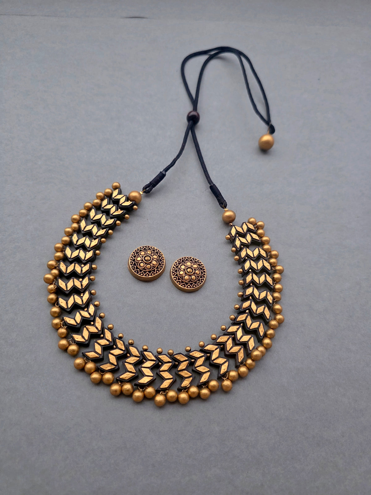 Midnight Chevron Terracotta Jewellery Set