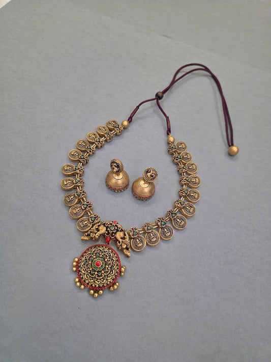Golden Coin Medallion Terracotta Jewellery Set