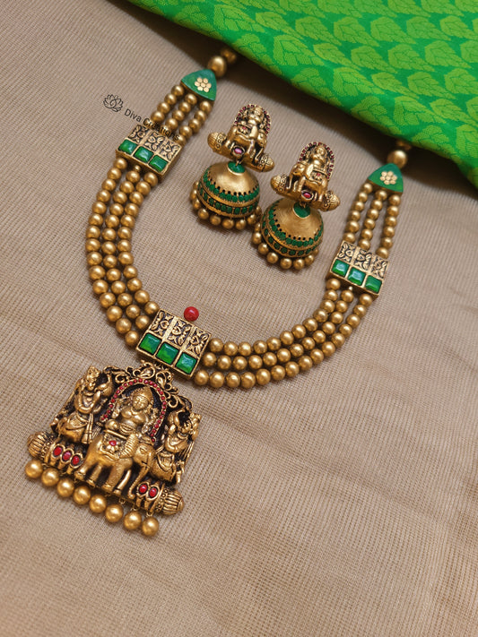 3 Row Divine Lakshmi Terracotta Jewellery
