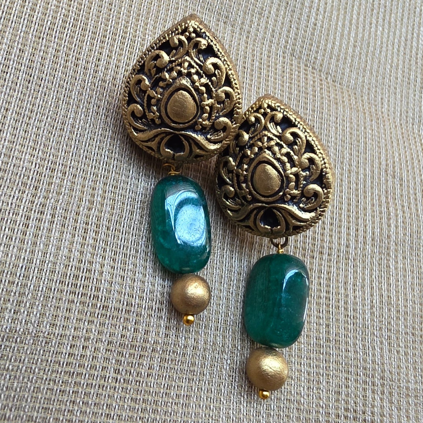 Emerald Dual Strand Fusion Terracotta Jewellery