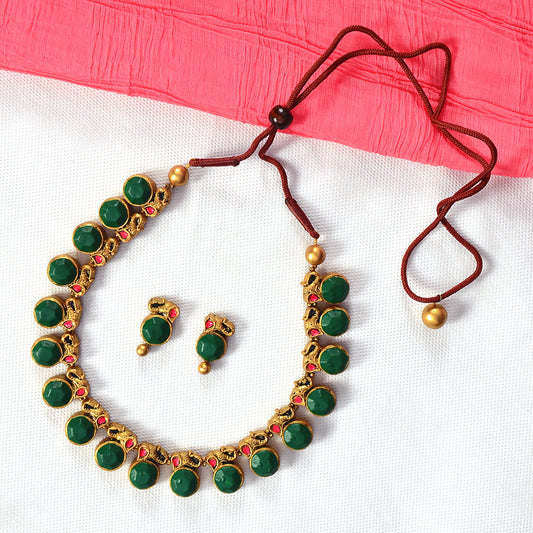 Emerald Stone Terracotta Jewellery