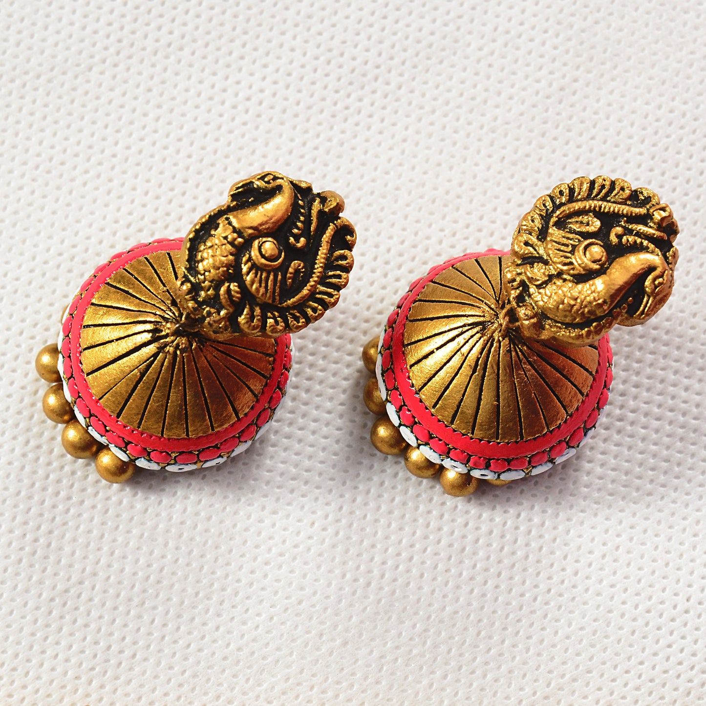 Golden Peacock Terracotta Jewellery Set