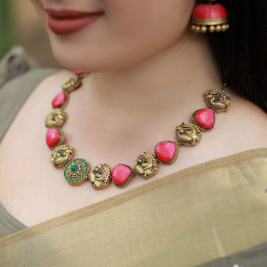 Pink Peacock Terracotta Jewellery