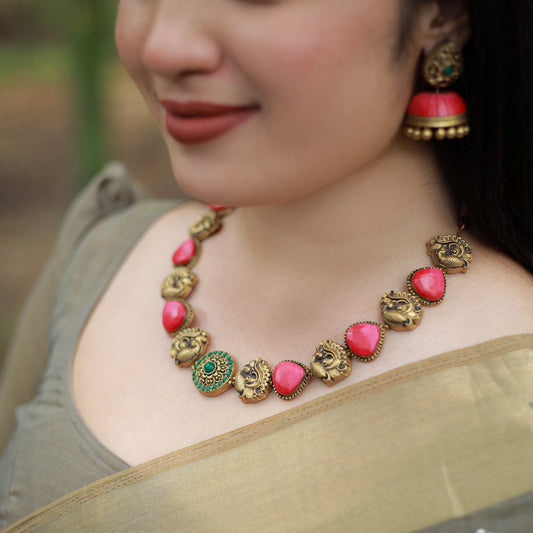 Pink Peacock Terracotta Jewellery