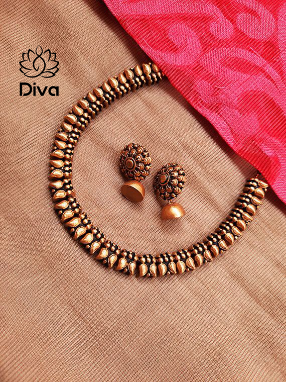 Antique leaf terracotta jewellery