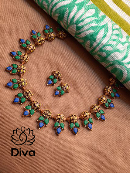 Blue Emerald terracotta Jewellery