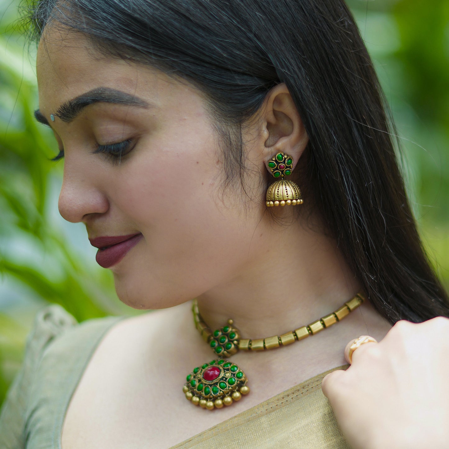 Green Attigai Terracotta Jewellery
