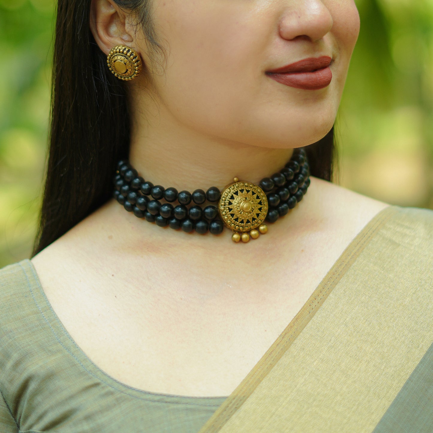 3 Layer Black Terracotta Jewellery
