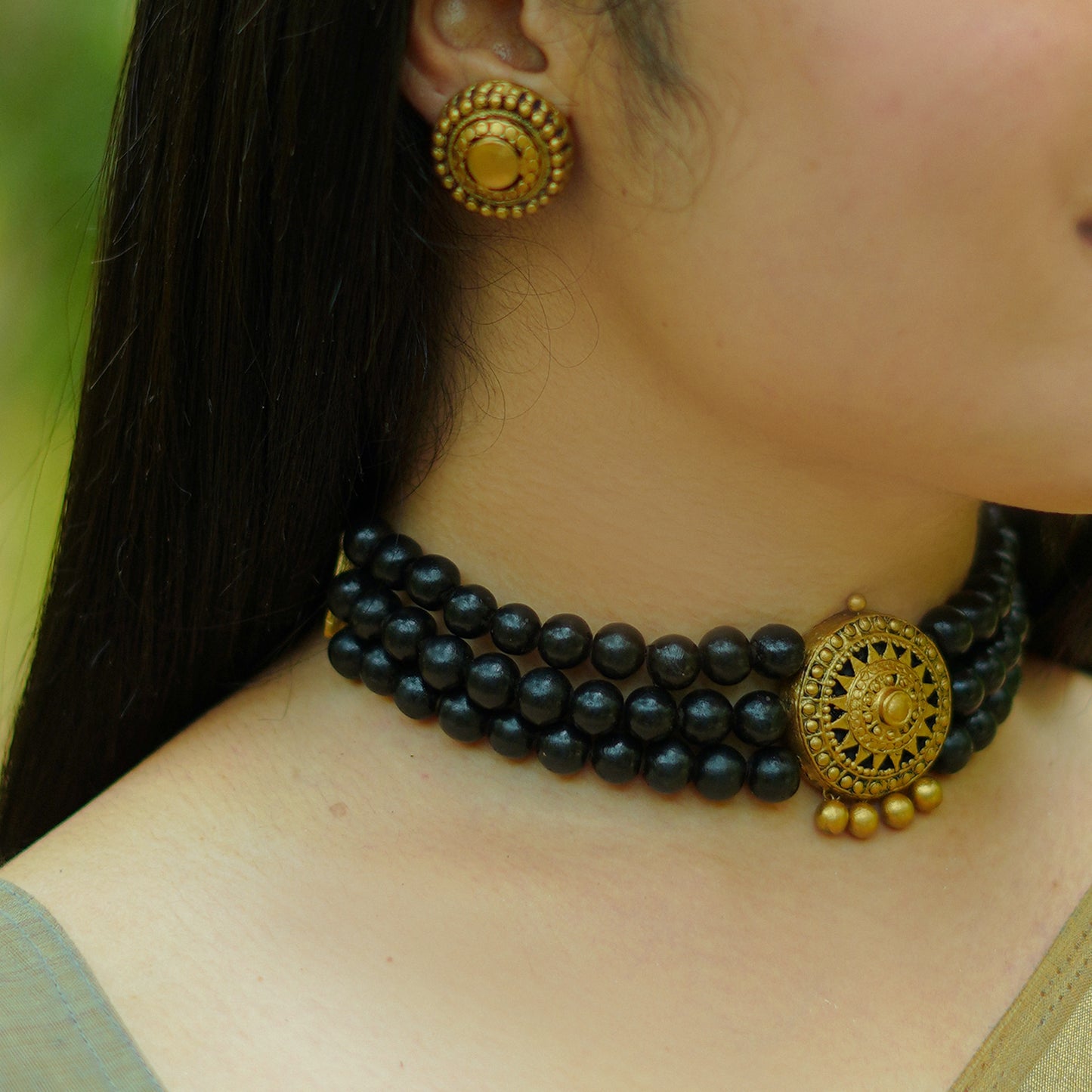 3 Layer Black Terracotta Jewellery