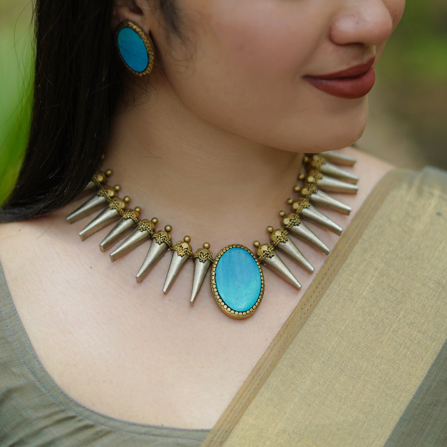 Spike Blue Terracotta Jewellery