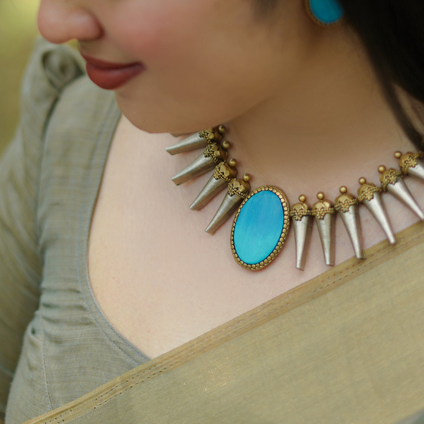 Spike Blue Terracotta Jewellery