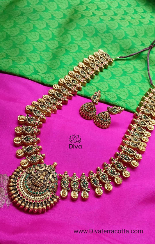 Bridal Lakshmi Haram Terracotta Jewellery DC17
