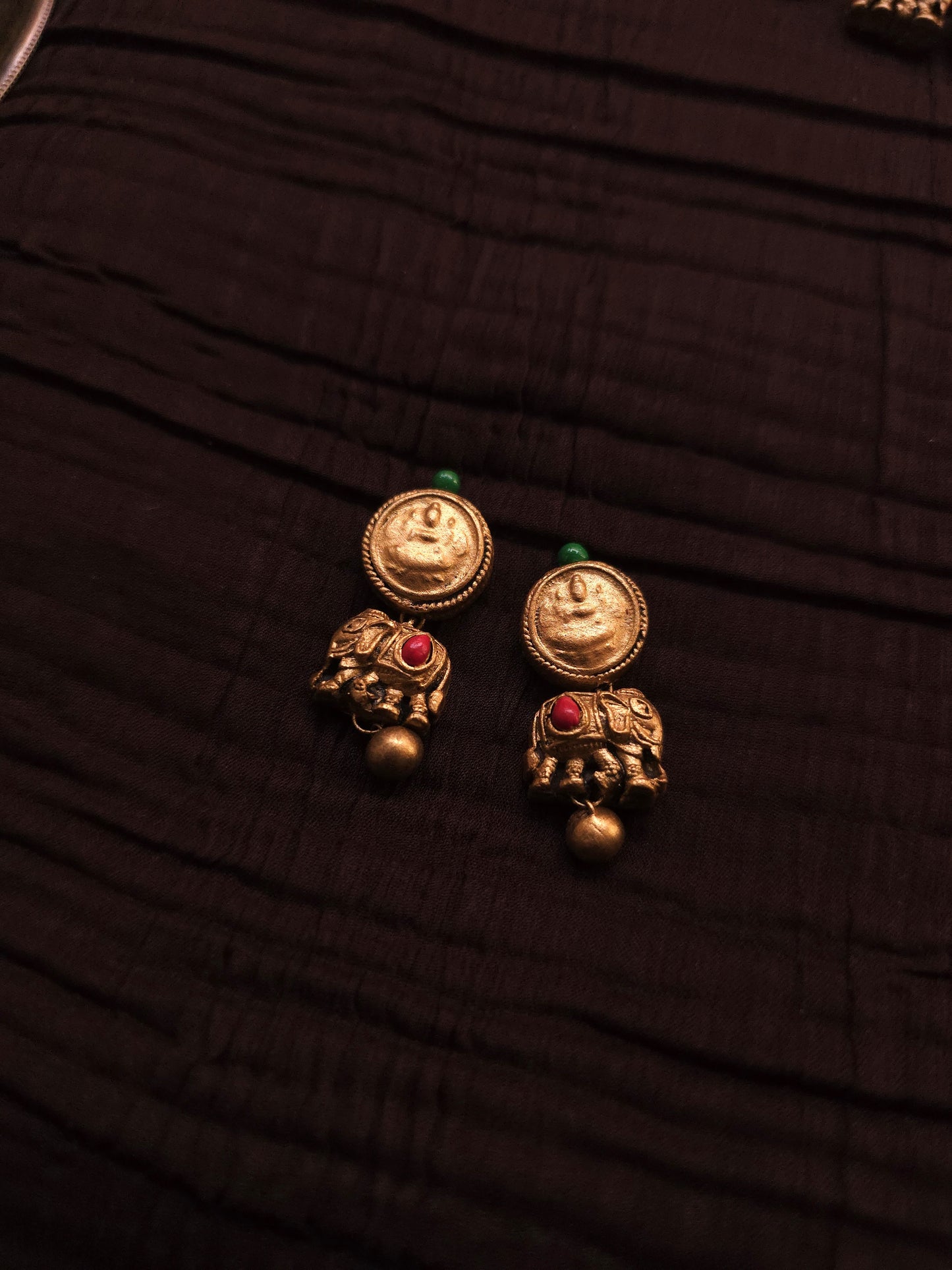 Gaja Lakshmi Antique Gold Coin & Elephant Terracotta Collar Set