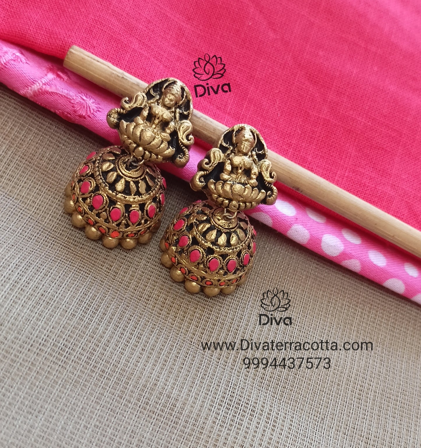Pink/Orange Lakshmi Terracotta Jewellery