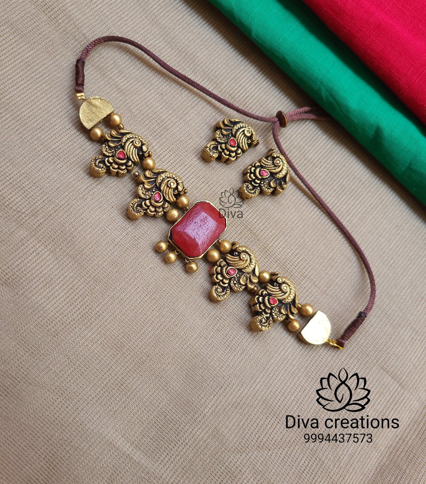 Hexa red terracotta jewellery