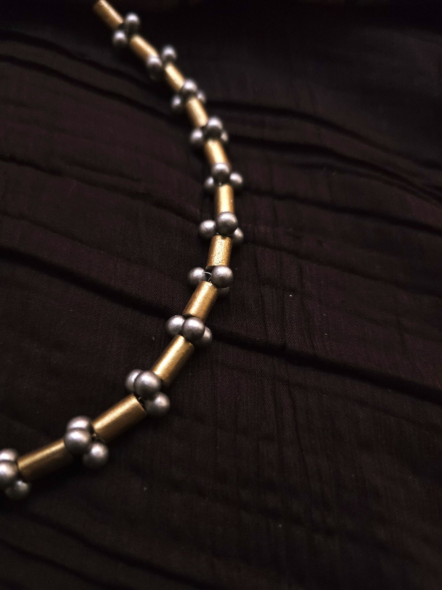 Mayura Jhumka Antique Gold Tubular Bead & Vibrant Multi-Color Terracotta Choker Set