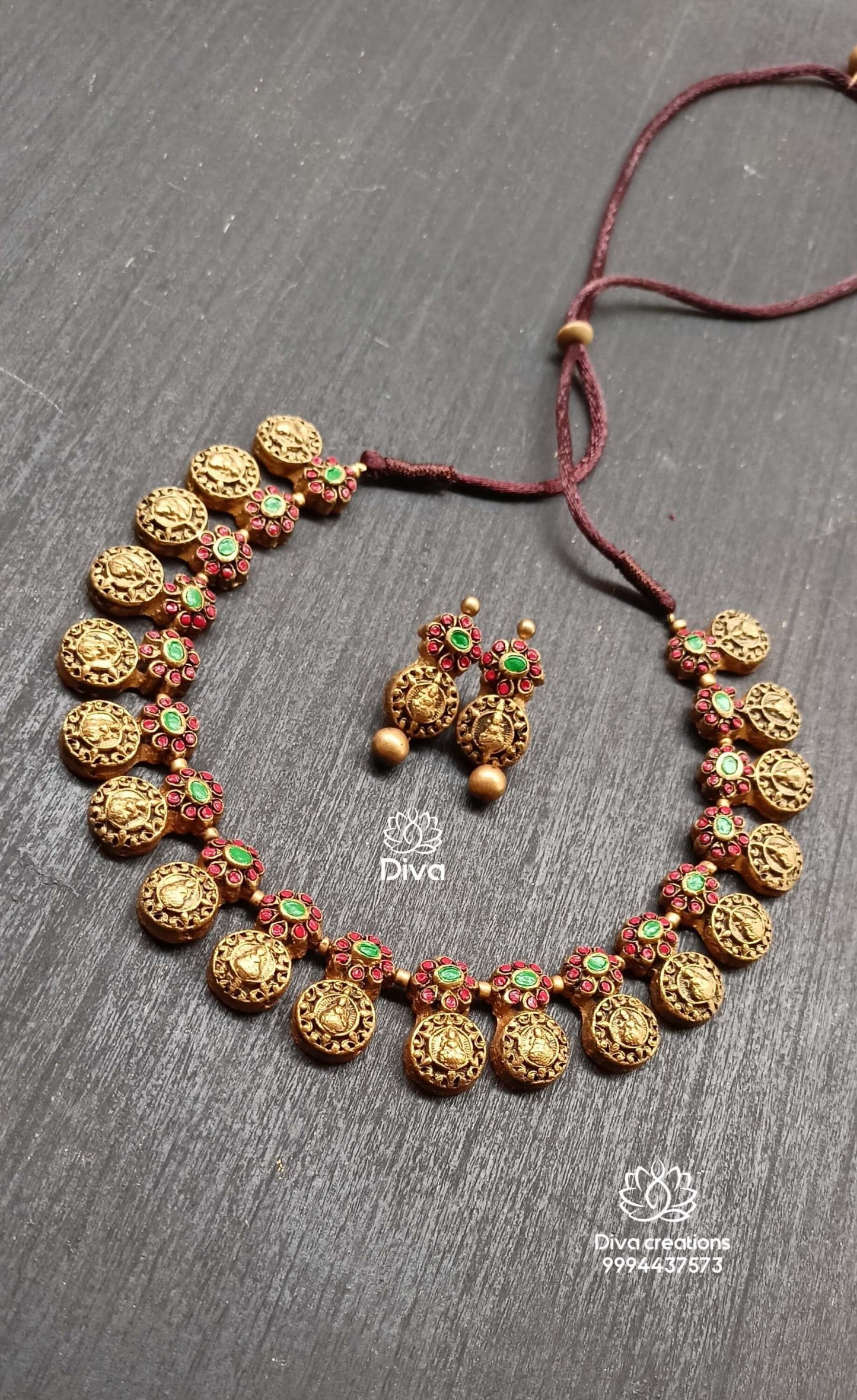 Floral Lakshmi Coin Terracotta Jewellery