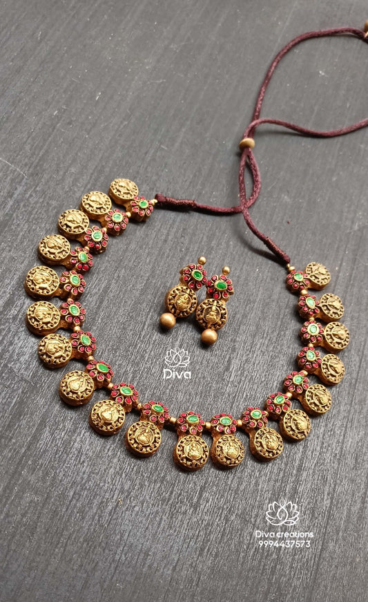 Floral Lakshmi Coin Terracotta Jewellery