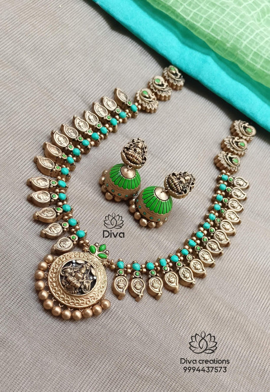 Aqua Green Peacock Terracotta Jewellery