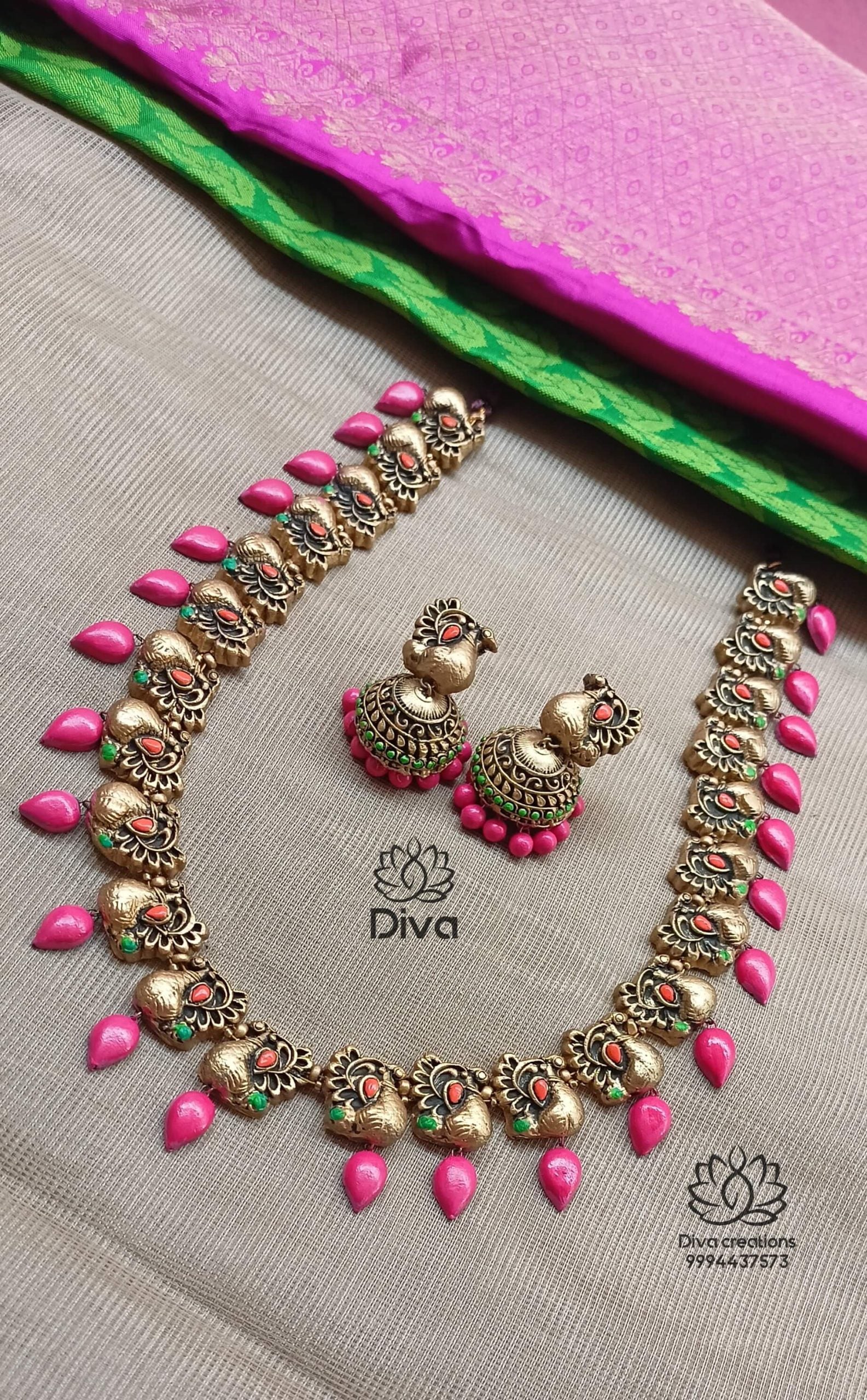 Pink Droplets Terracotta Jewellery – Diva Creations Terracotta