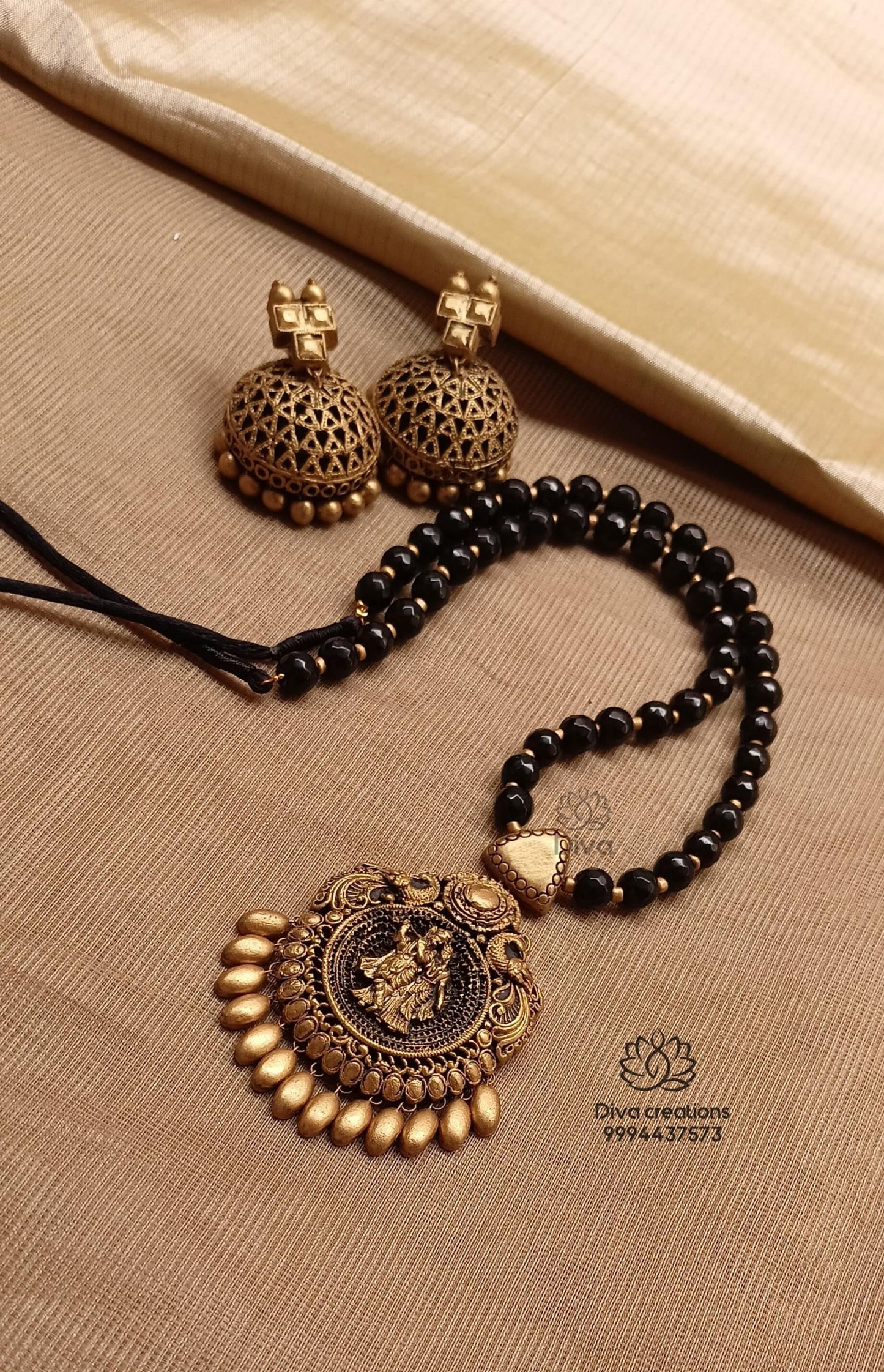 Black Krishna terracotta jewellery
