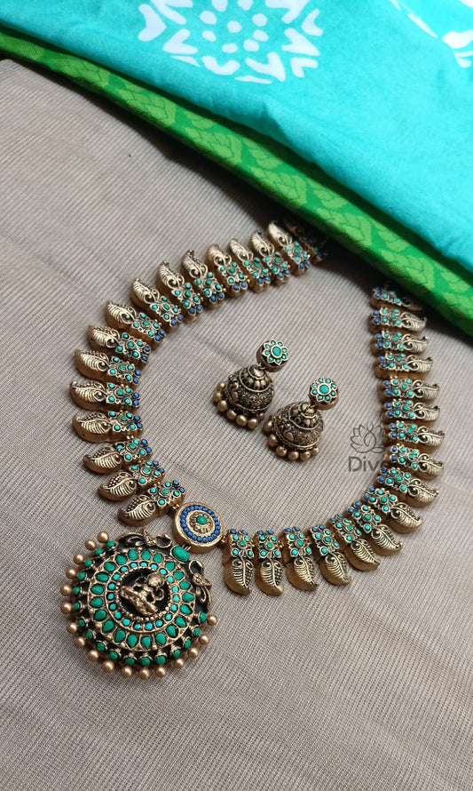 Blue Green Lakshmi terracotta jewellery