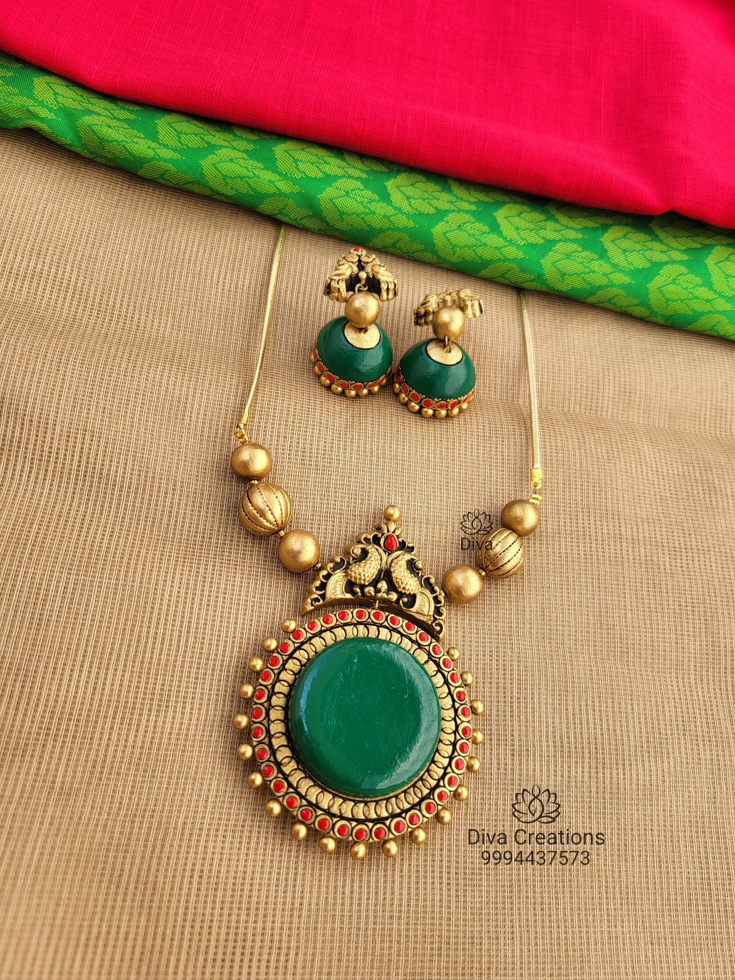 Green Padhakkam Terracotta Jewellery