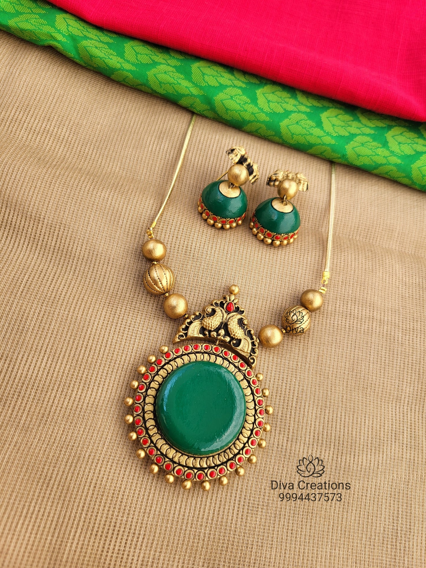 Green Padhakkam Terracotta Jewellery