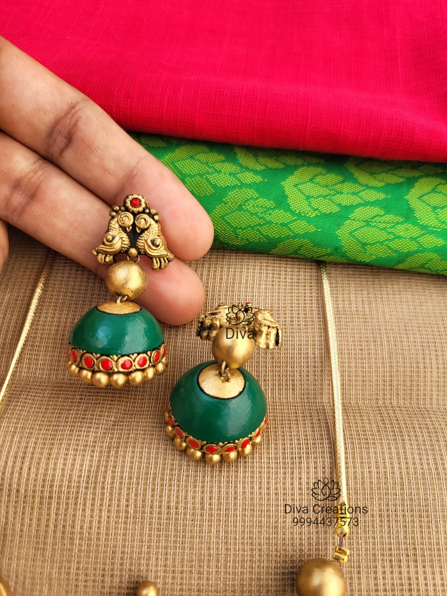 Green Padhakkam Terracotta Jewellery
