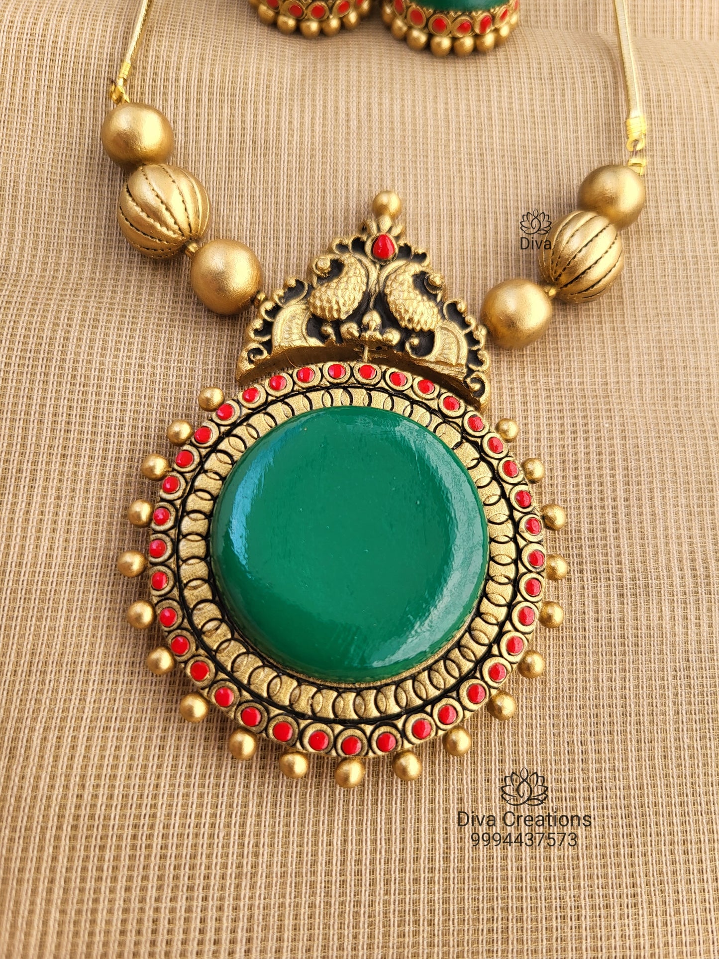 Green Padhakkam Terracotta Jewellery