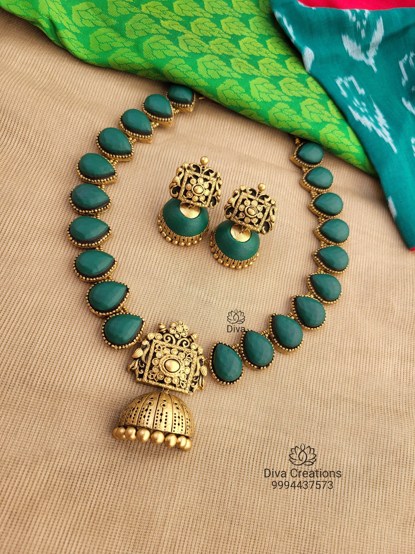 Droplet Karishma Teal Terracotta Jewellery