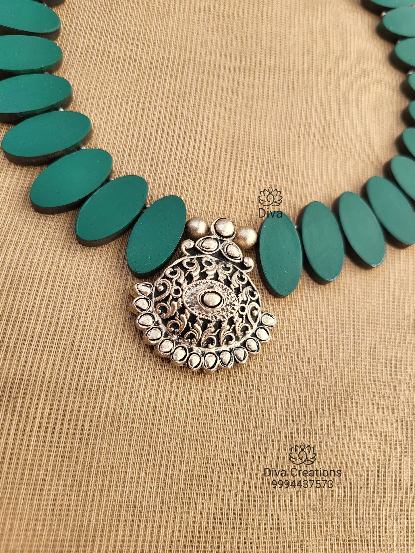 Premium Teal Oval Terracotta Jewellery