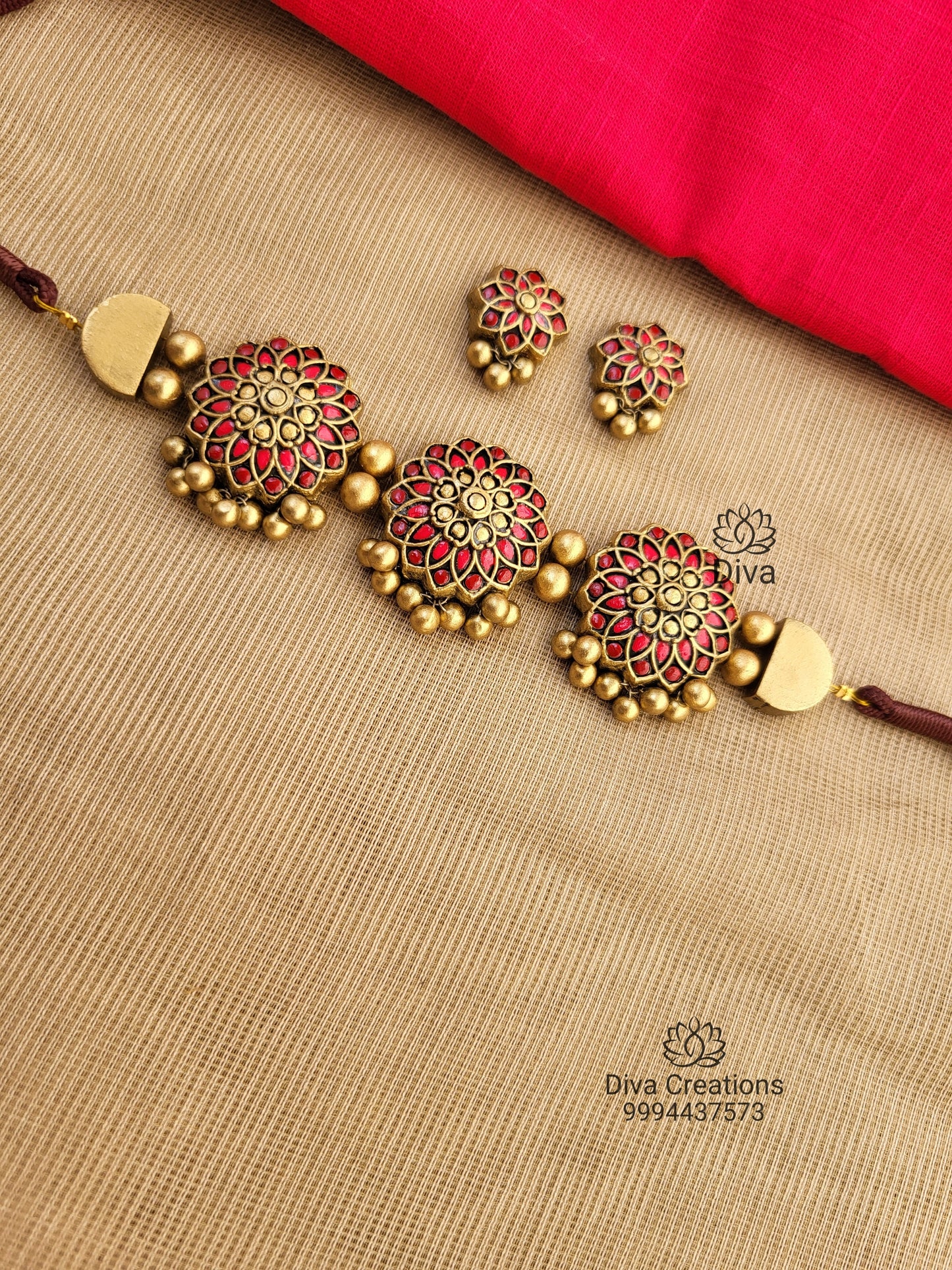 Jadau Floral Choker Terracotta Jewellery