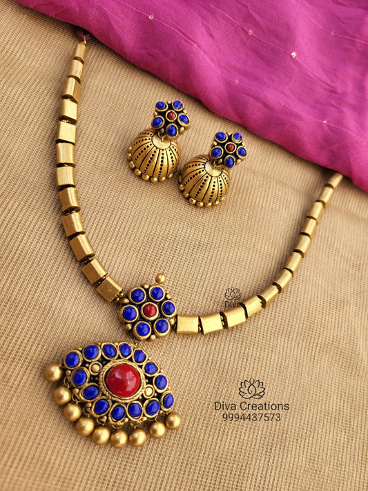 Blue Attigai Terracotta Jewellery